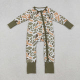 Camo Brown Green White Boys Fall Romper