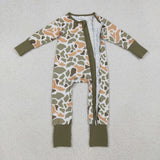 Camo Brown Green White Boys Fall Romper