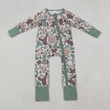 Deer Camo Green Beige Boys Fall Romper