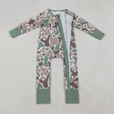 Deer Camo Green Beige Boys Fall Romper