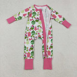 Cartoon Gift Pink White Girls Christmas Romper