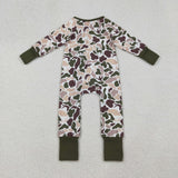Duck Dog Camo Green White Boys Fall Romper