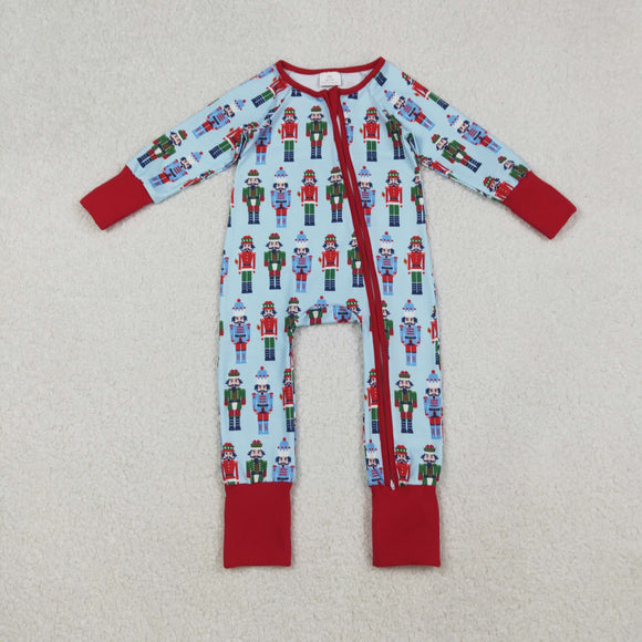 Cartoon Soliders Blue Boys Christmas Romper