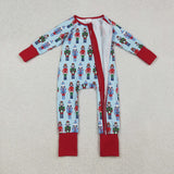Cartoon Soliders Blue Boys Christmas Romper