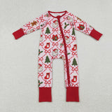 Santa Gift Plaid Bow Pattern Girls Christmas Romper