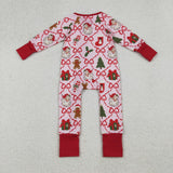 Santa Gift Plaid Bow Pattern Girls Christmas Romper
