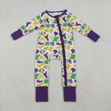 Donut Camo Purple White Boys Mardi Gras Romper