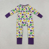 Donut Camo Purple White Boys Mardi Gras Romper