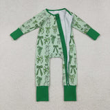 Bow Pattern Green Girls St. Patrick's Day Romper