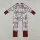 Turkey Bow Pattern Plaid Girls Thanksgiving Romper
