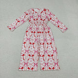 Heart Bow Pattern Girls Valentines Jumpsuit