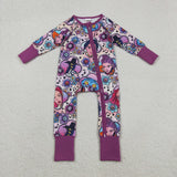 Pop Floral Purple Girls Fall Romper