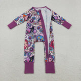 Pop Floral Purple Girls Fall Romper