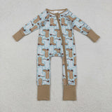 Stars Boots Blue Brown Boys Fall Romper