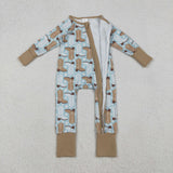 Stars Boots Blue Brown Boys Fall Romper