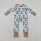 Stars Boots Blue Brown Boys Fall Romper