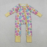 Letters Yellow Plaid Girls Valentines Romper