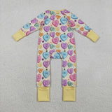 Letters Yellow Plaid Girls Valentines Romper