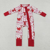 Red Pink Heart Girls Valentines Romper