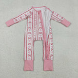 Bow Pattern Heart Stripe Pink White Girls Valentines Romper