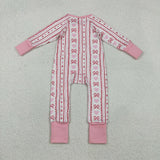 Bow Pattern Heart Stripe Pink White Girls Valentines Romper