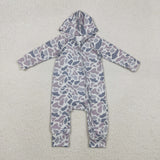 Gray Blue Camo Hoodie Boys Fall Romper