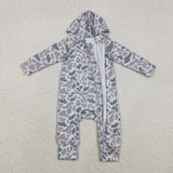 Gray Blue Camo Hoodie Boys Fall Romper