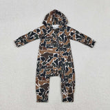 Brown Green Camo Beige Hoodie Boys Fall Romper