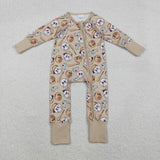 Baseball Brown Boys Fall Romper