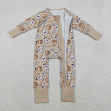 Baseball Brown Boys Fall Romper