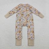 Baseball Brown Boys Fall Romper