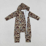 Brown Green Camo Hoodie Boys Fall Romper