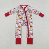 Cartoon Rainbow Red Girls Valentines Romper