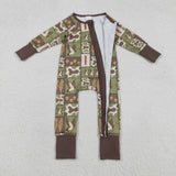 Duck Camo Plaid Green Brown Boys Fall Romper
