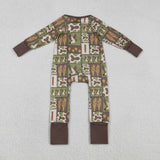 Duck Camo Plaid Green Brown Boys Fall Romper