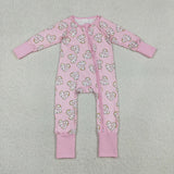 Heart Donut Pink Girls Valentines Romper