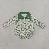 Duck Green Beige Zipper Boys Fall Romper