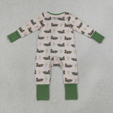 Camo Duck Green Beige Boys Fall Romper