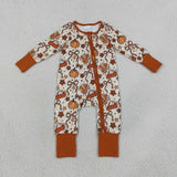 Turkey Bow Pattern Plaid Girls Thanksgiving Romper