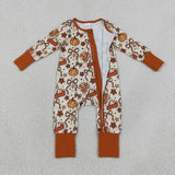 Turkey Bow Pattern Plaid Girls Thanksgiving Romper
