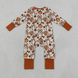 Turkey Bow Pattern Plaid Girls Thanksgiving Romper