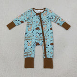 Cowboy Boots Brown Blue Boys Fall Romper