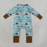 Cowboy Boots Brown Blue Boys Fall Romper