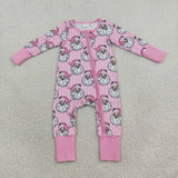 Santa Pink Stripe Girls Christmas Romper
