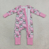 Santa Pink Stripe Girls Christmas Romper