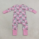 Santa Pink Stripe Girls Christmas Romper