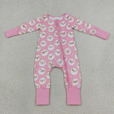 Snowman Pink White Girls Christmas Romper