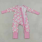 Snowman Pink White Girls Christmas Romper