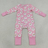 Snowman Pink White Girls Christmas Romper