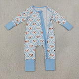 Snowman Sky Blue White Boys Christmas Romper